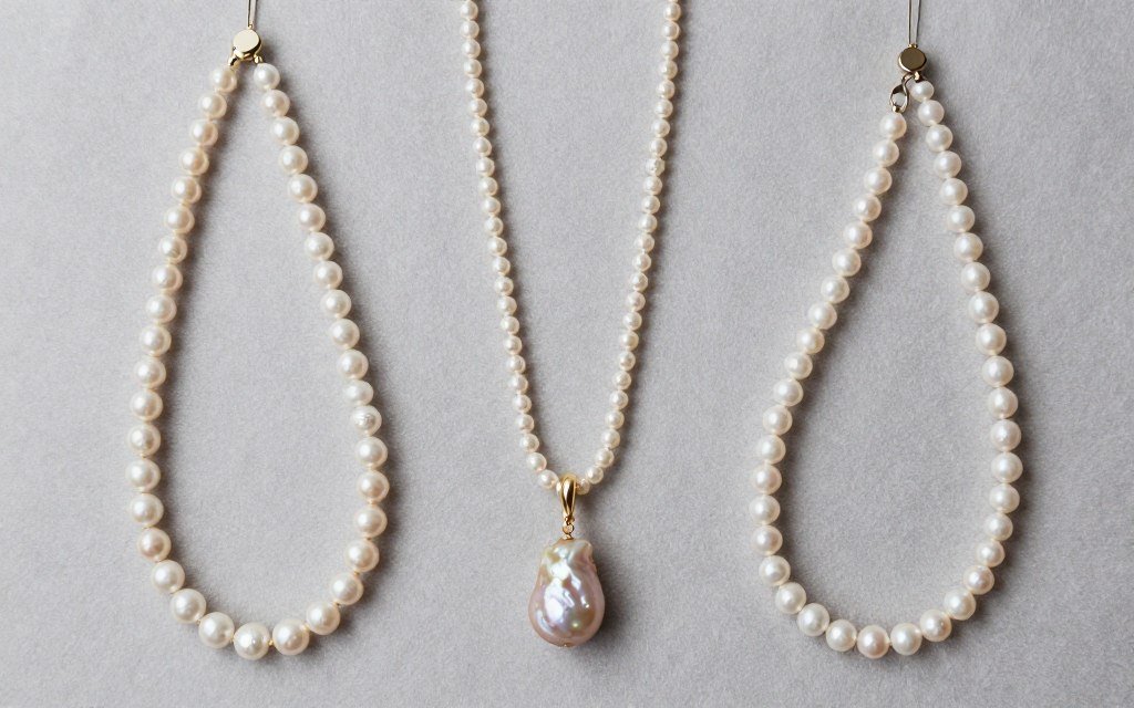 multiple pearl necklace styles for wedding displayed together multiple pearl necklace styles for wedding displayed together