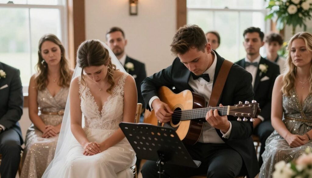 musician playing memorial song at wedding