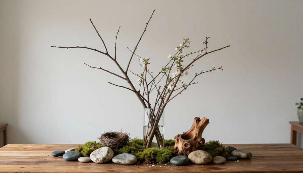 natural element centerpiece with branches