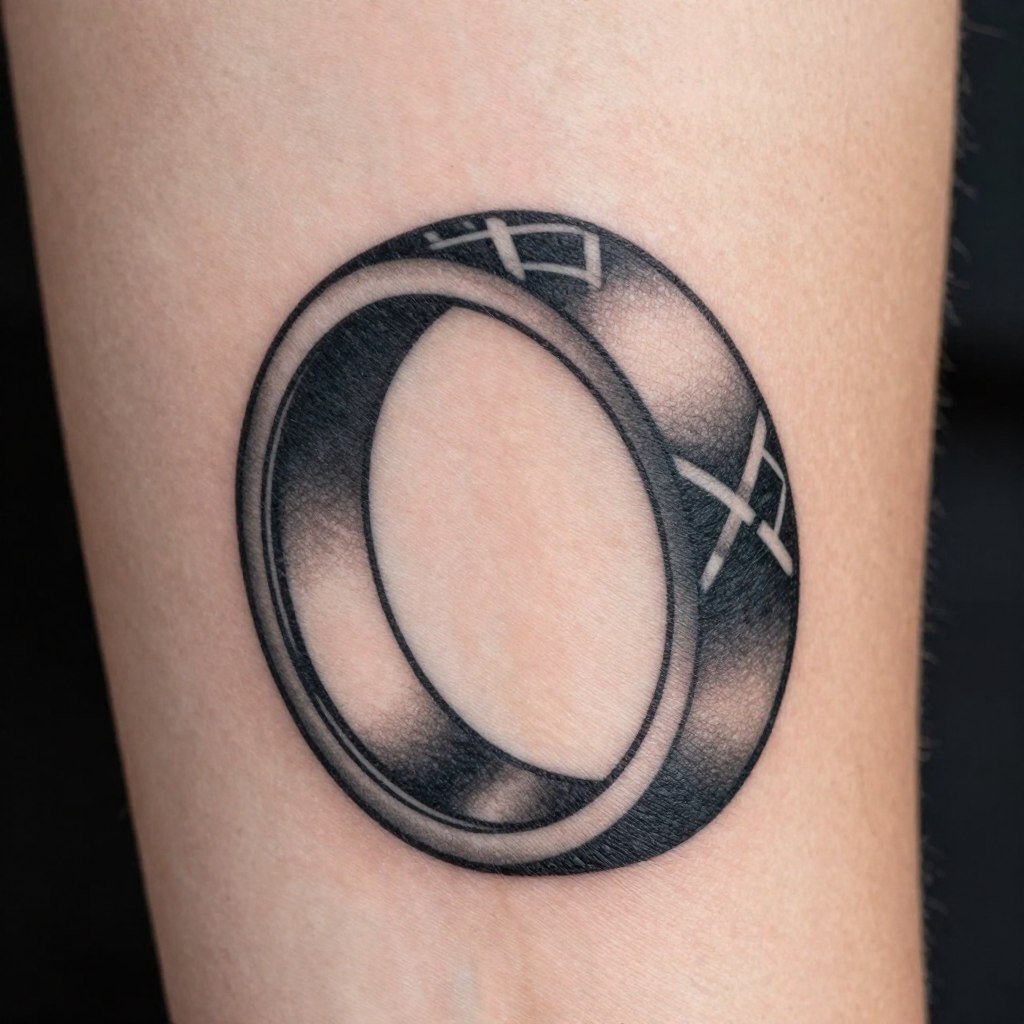 negative space wedding ring tattoo using skin as design element