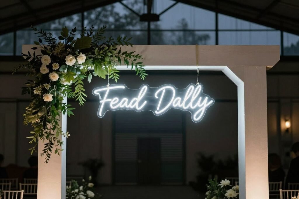 neon sign wedding arch
