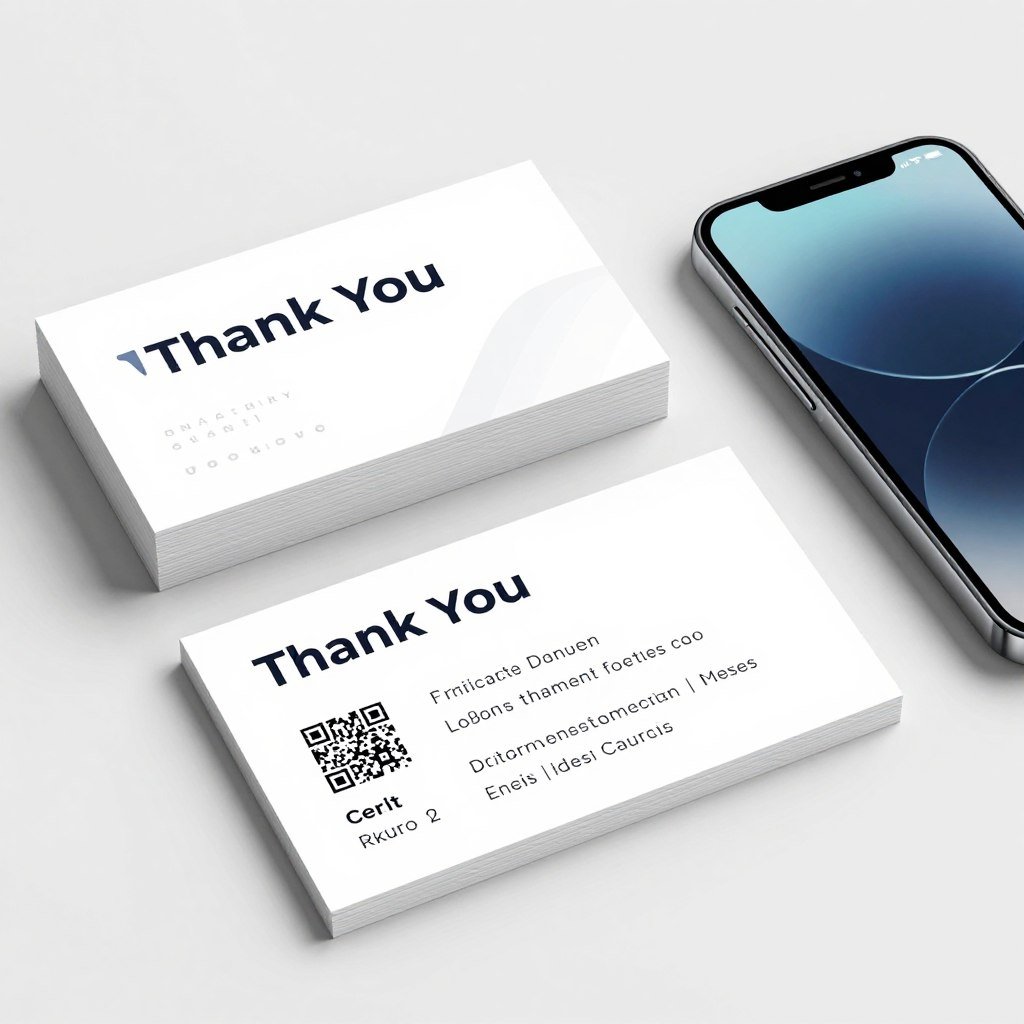 networking thank you card with modern business design and contact information