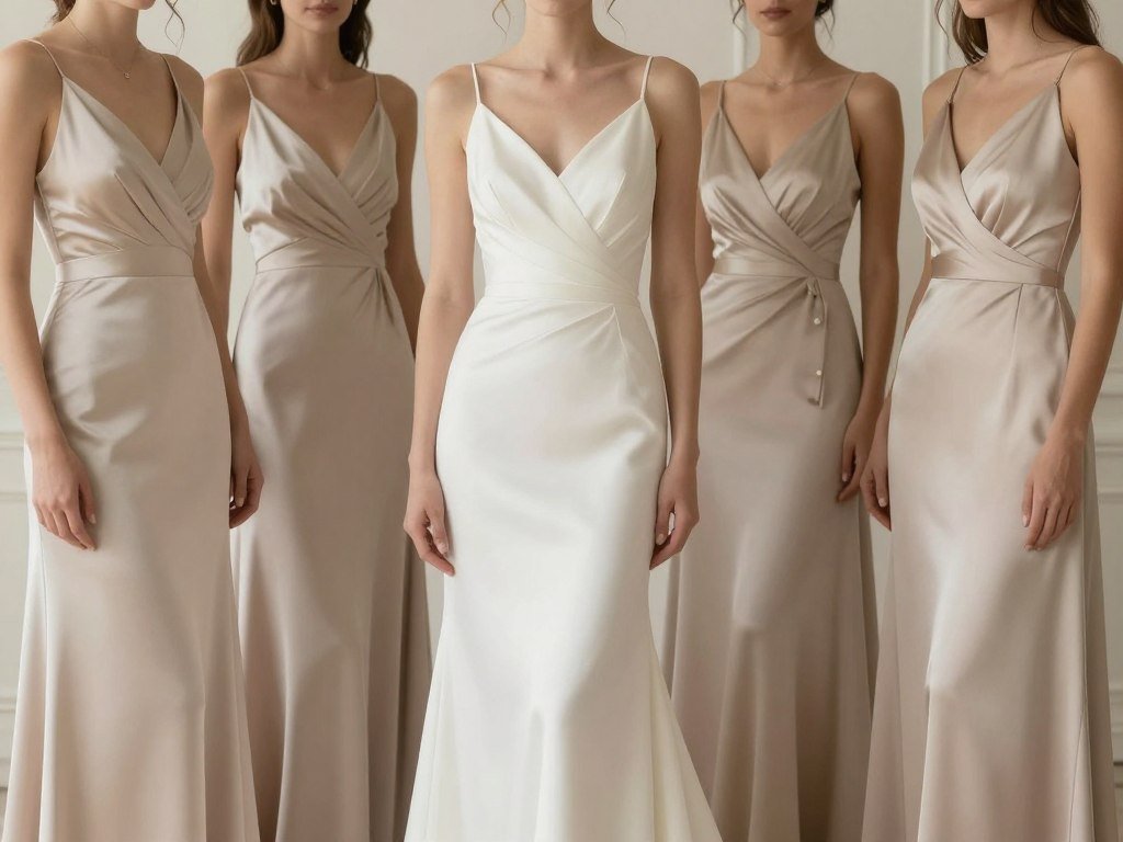 neutral champagne bridesmaid dresses elegant