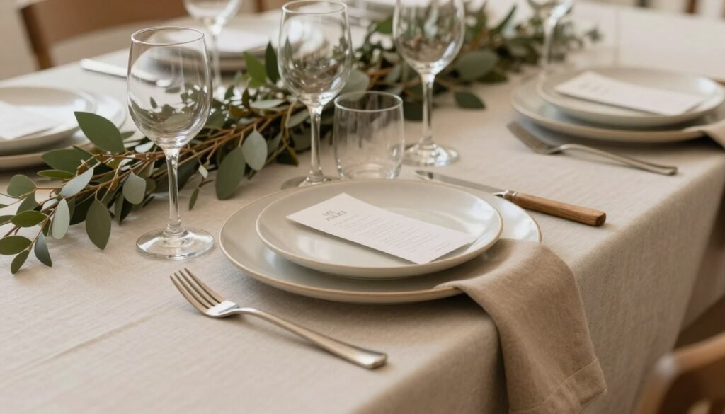 neutral earth tone table setting