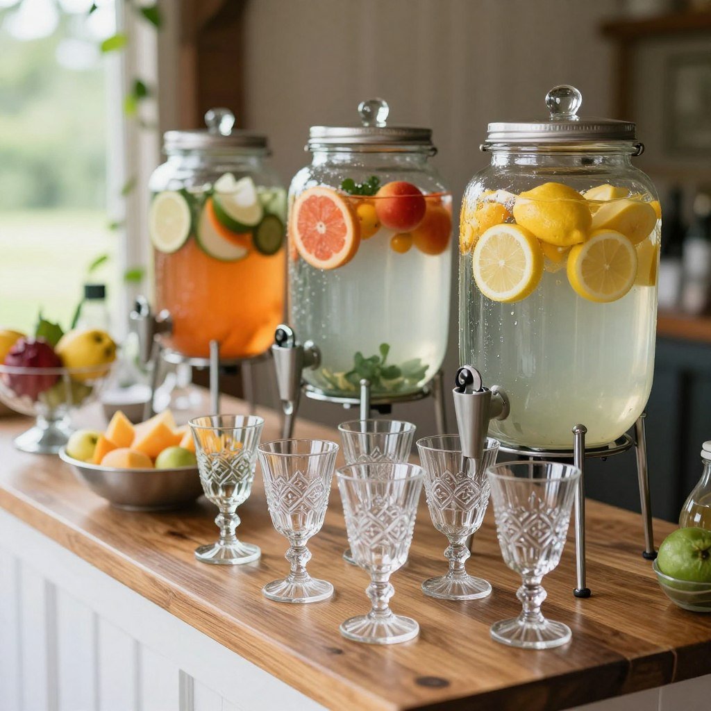 non-alcoholic wedding beverage display