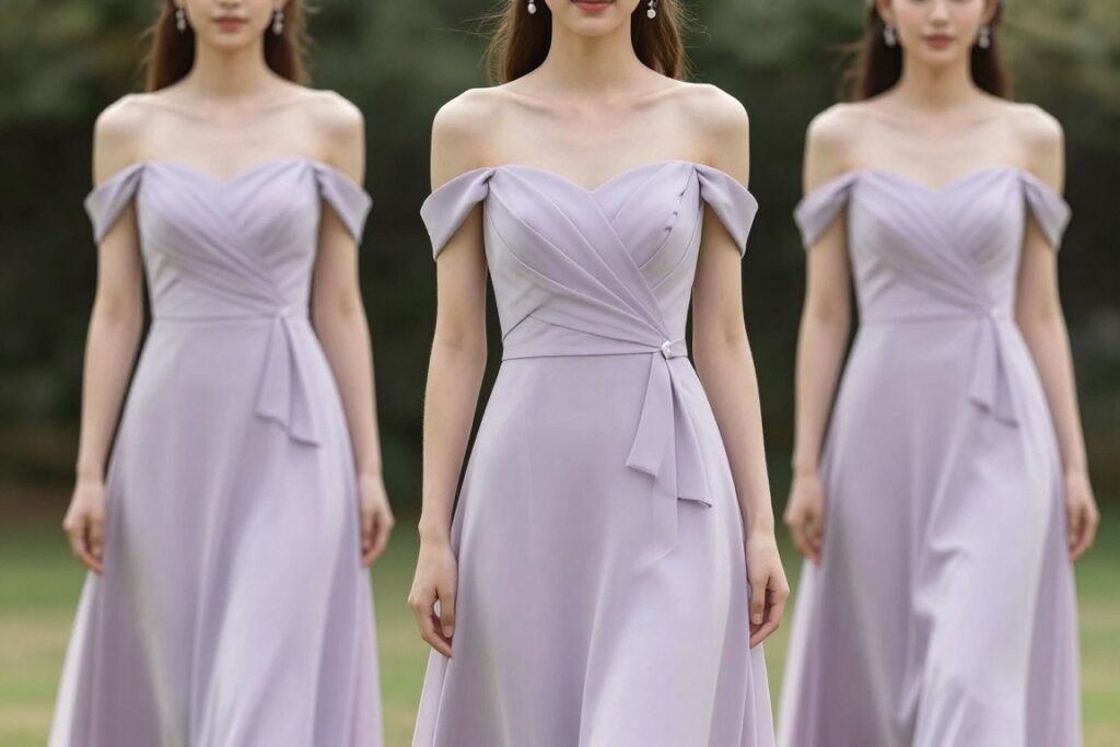 off-shoulder bridesmaid dress perfect for summer celebration