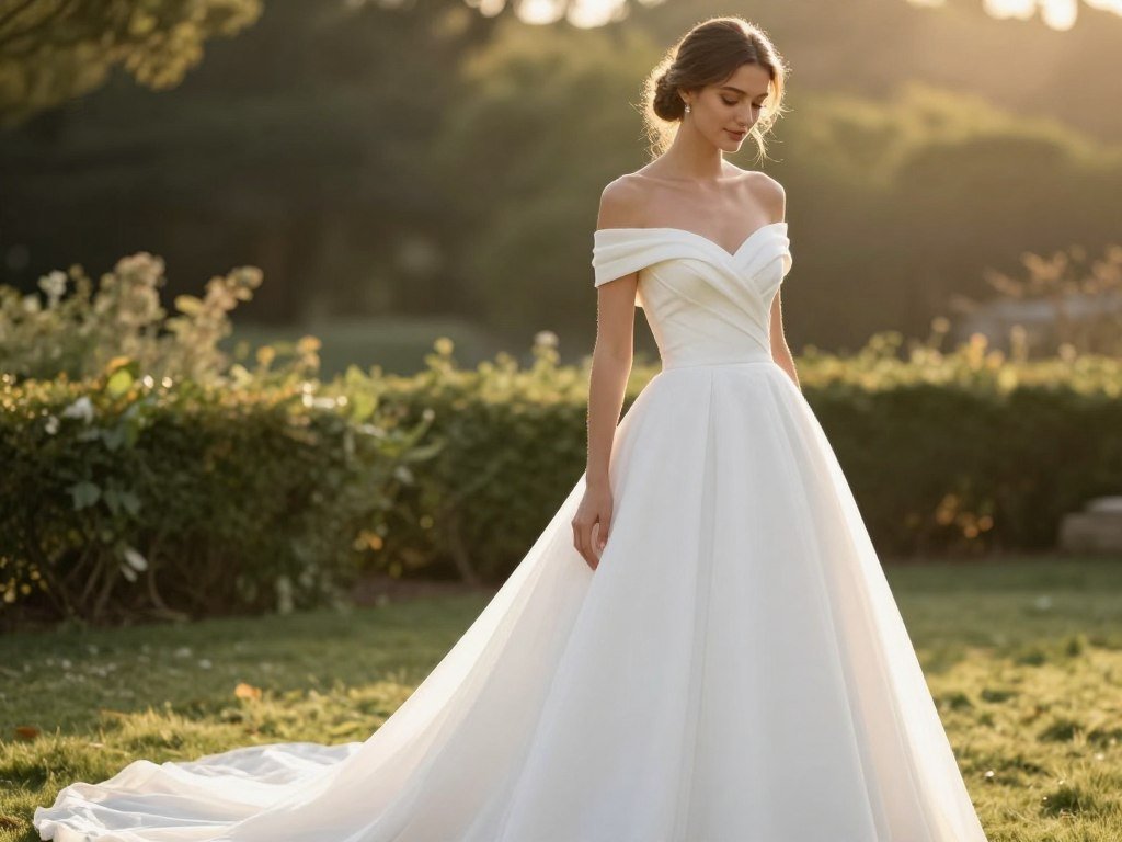 off shoulder wedding dress romantic neckline