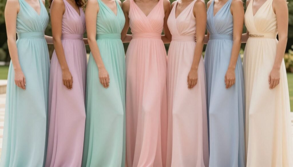 ombre pastel bridesmaid dresses with gradient effect ombre pastel bridesmaid dresses with gradient effect