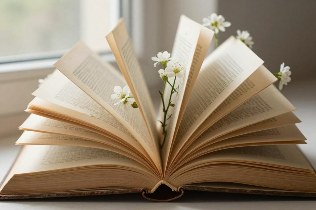 open book centerpiece ideas showing pages fanned out with small flowers open book centerpiece ideas showing pages fanned out with small flowers