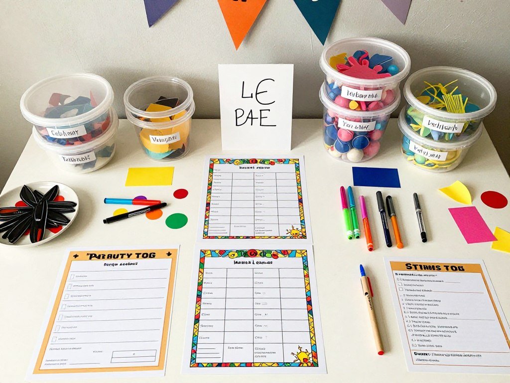 organized game supplies and materials laid out before bachelorette party organized game supplies and materials laid out before bachelorette party