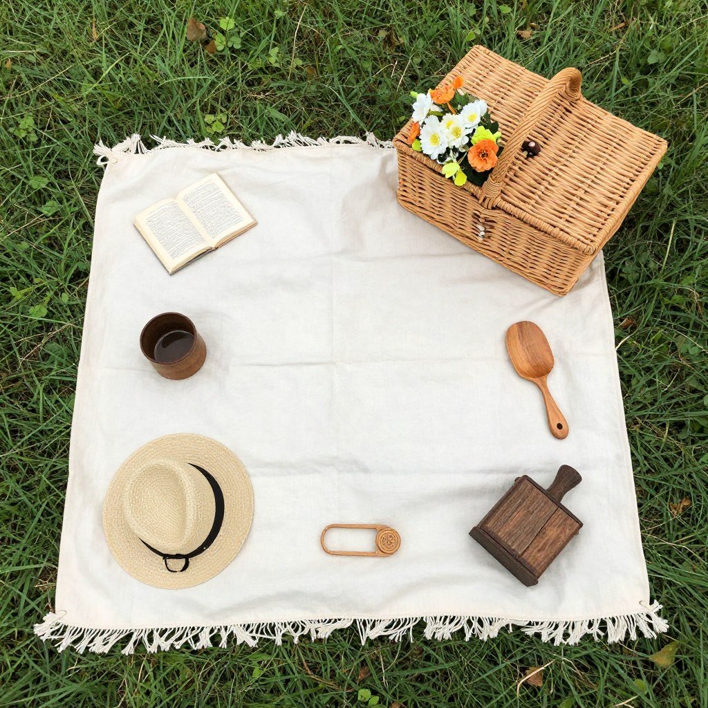 outdoor engagement photo accessories picnic blanket props