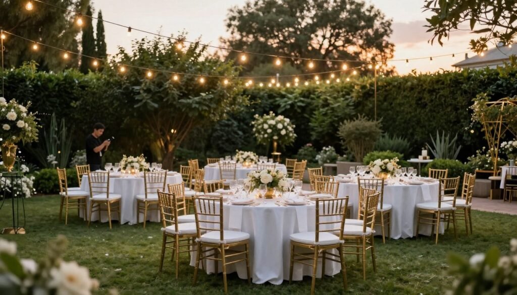 outdoor garden wedding anniversary venue setup
