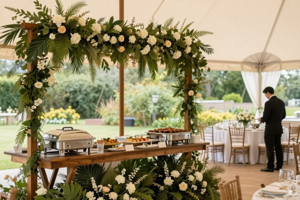 outdoor wedding buffet setup ideas