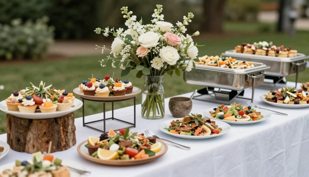 outdoor wedding food display and catering