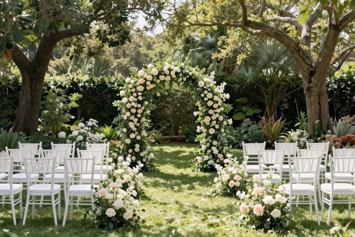 outside wedding ideas with elegant garden ceremony setup