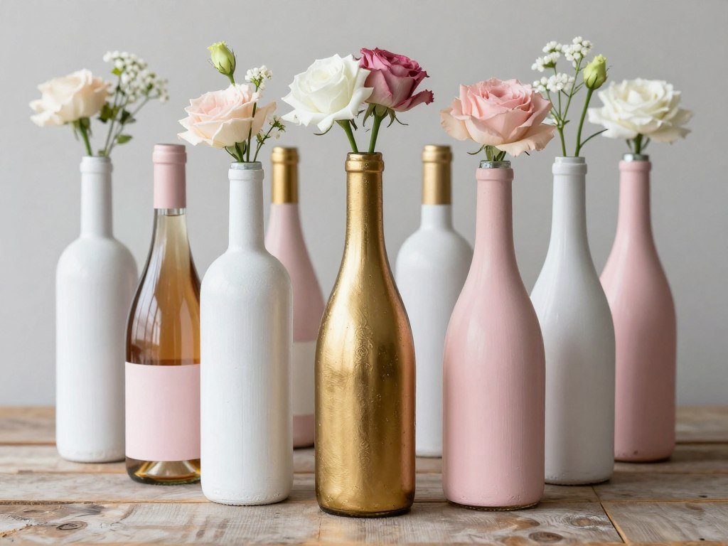 painted wine bottles used as decorative vases painted wine bottles used as decorative vases