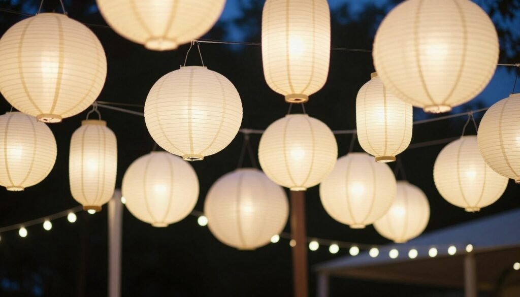 paper lanterns creating outdoor evening lighting paper lanterns creating outdoor evening lighting