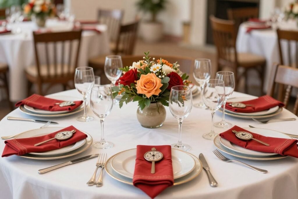 party table setting for padrinos celebration