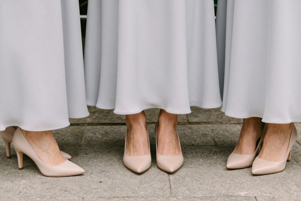 pastel bridesmaid dresses with coordinated neutral shoes pastel bridesmaid dresses with coordinated neutral shoes