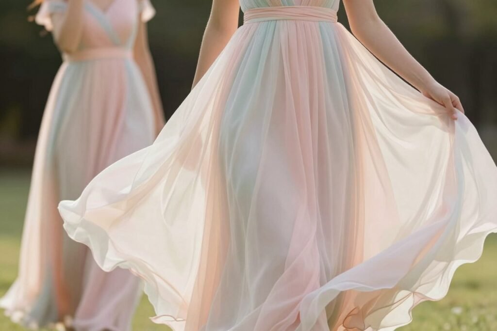 pastel chiffon bridesmaid dresses showing fabric flow pastel chiffon bridesmaid dresses showing fabric flow