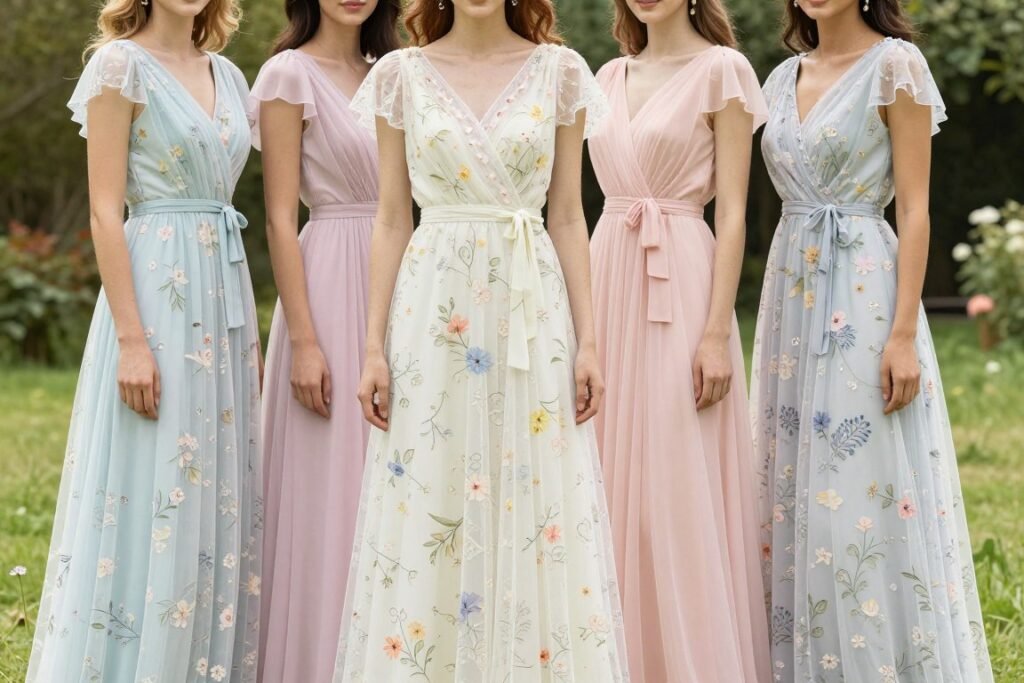 pastel floral print bridesmaid dresses garden wedding pastel floral print bridesmaid dresses garden wedding