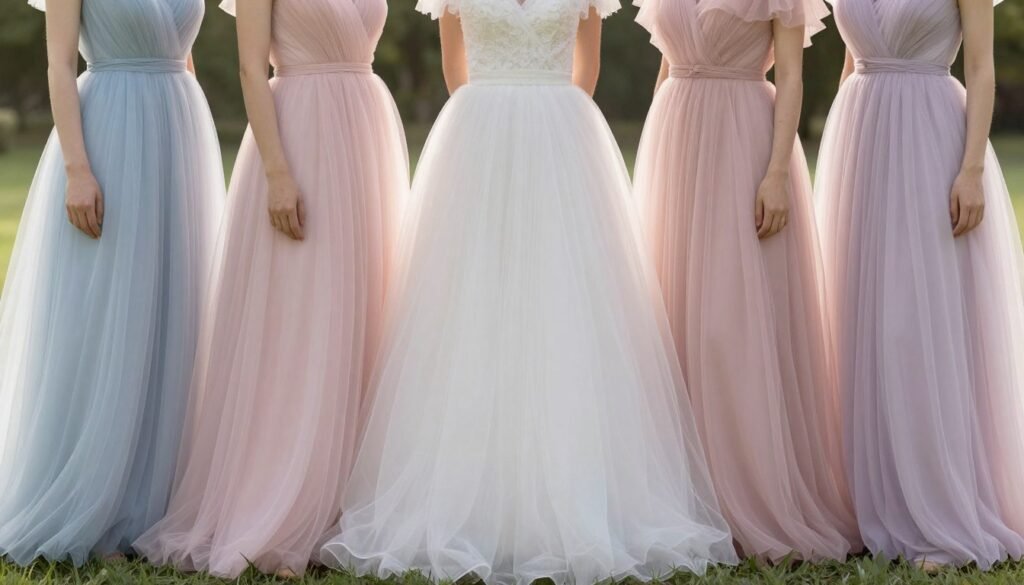 pastel tulle bridesmaid dresses with layered skirts pastel tulle bridesmaid dresses with layered skirts