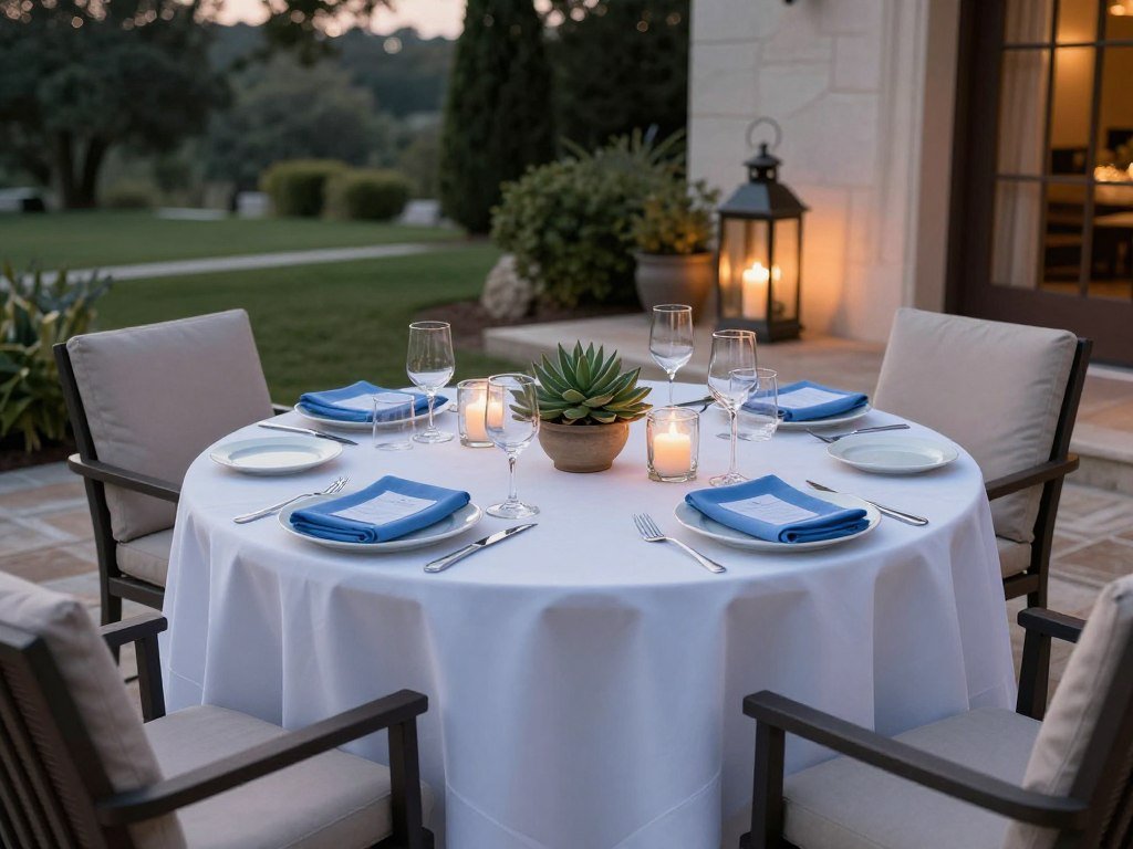 patio dining table setting for dinner