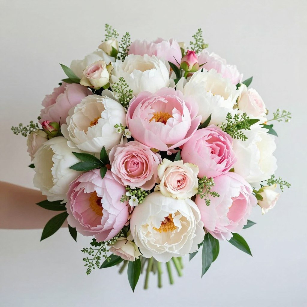 peony bridesmaid bouquet in pink and white peony bridesmaid bouquet in pink and white