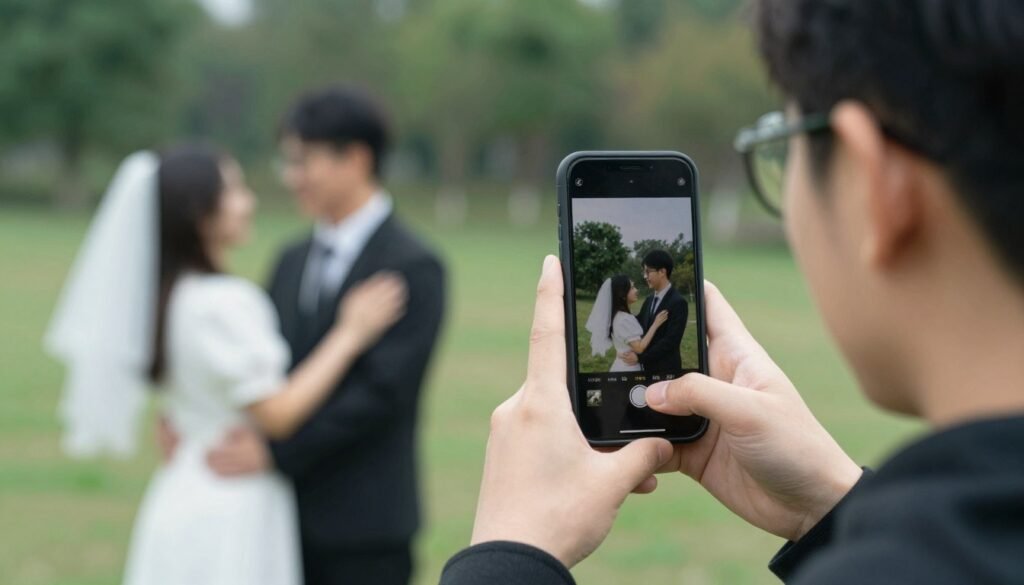 person using smartphone to photograph proposal moment person using smartphone to photograph proposal moment