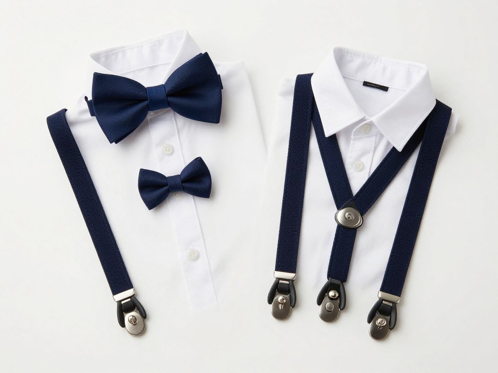 personalized ring bearer bow tie and suspenders
