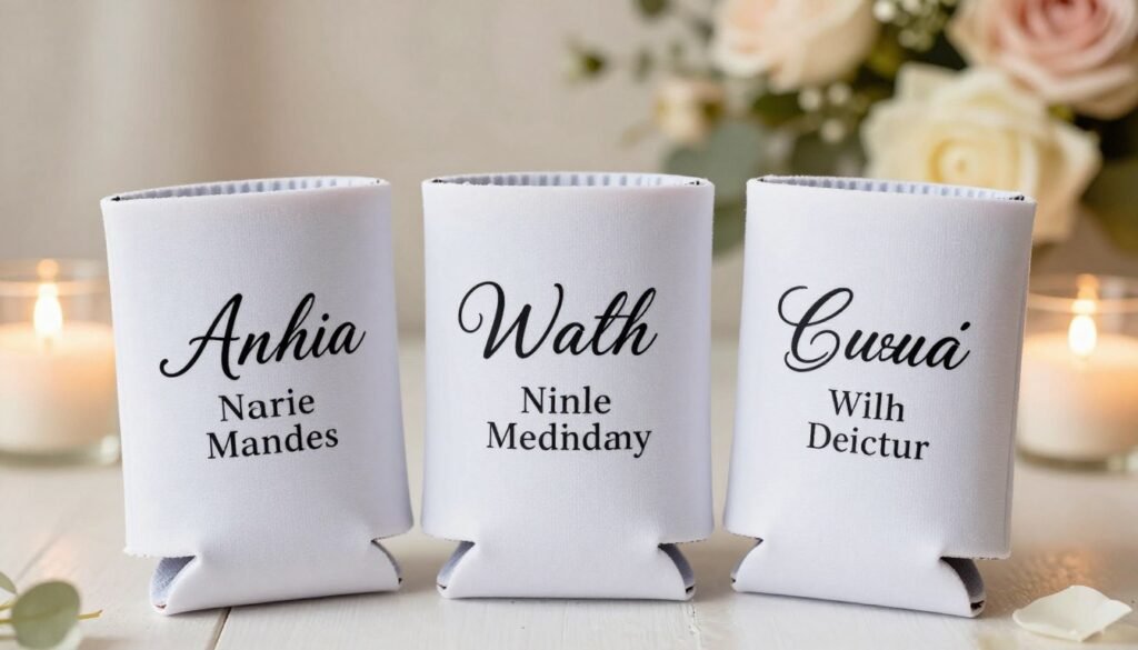 personalized wedding koozies with couple names