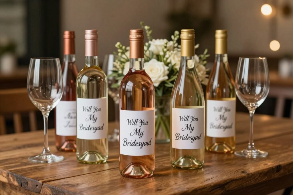 personalized wine bottles for bridesmaid proposals