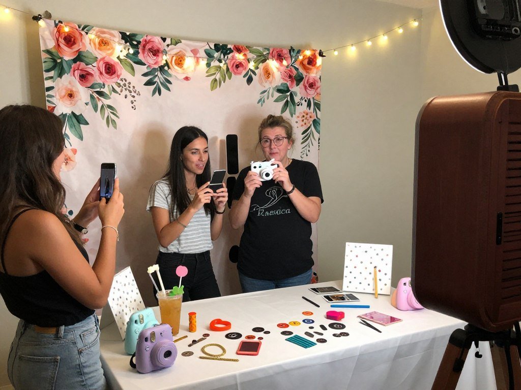 photo booth setup at rehearsal dinner