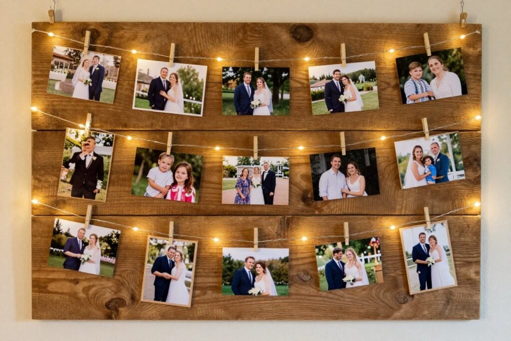 photo display board with bride pictures