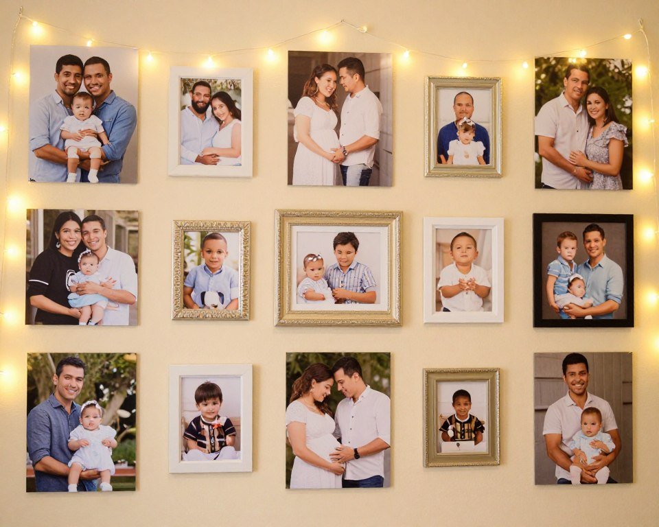 photo display wall baby shower