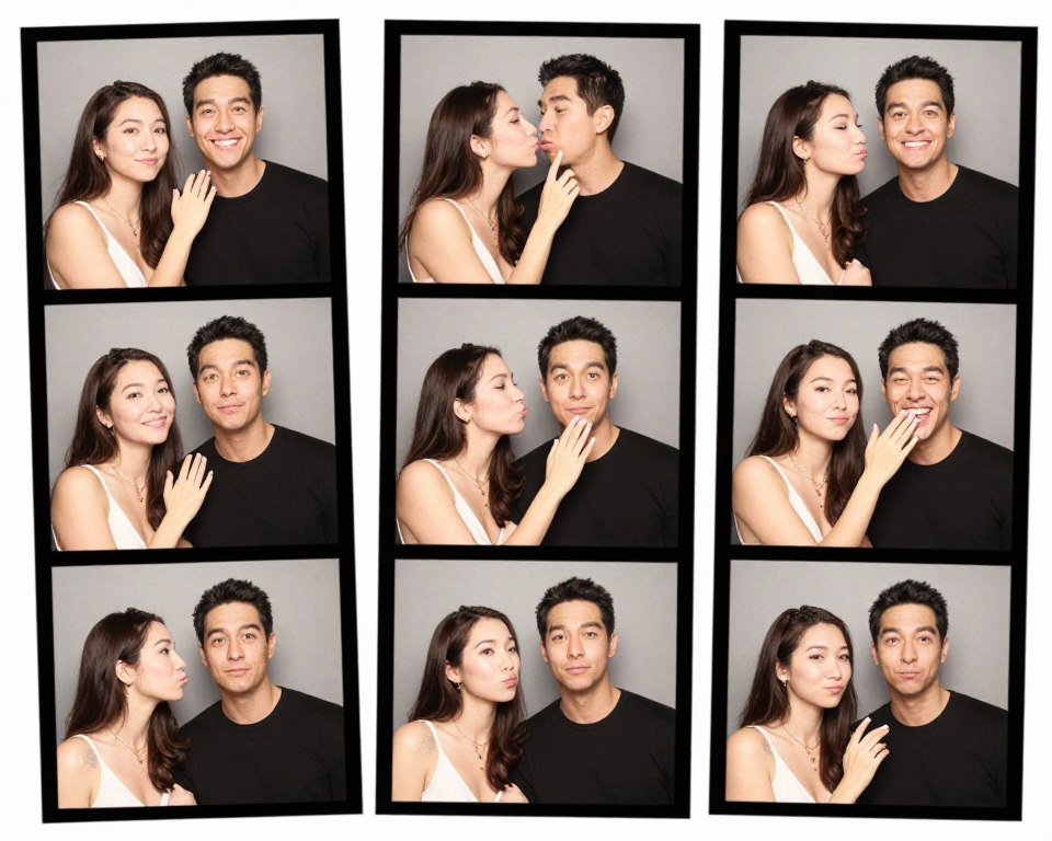 photo strip showing progression of couple poses photo strip showing progression of couple poses