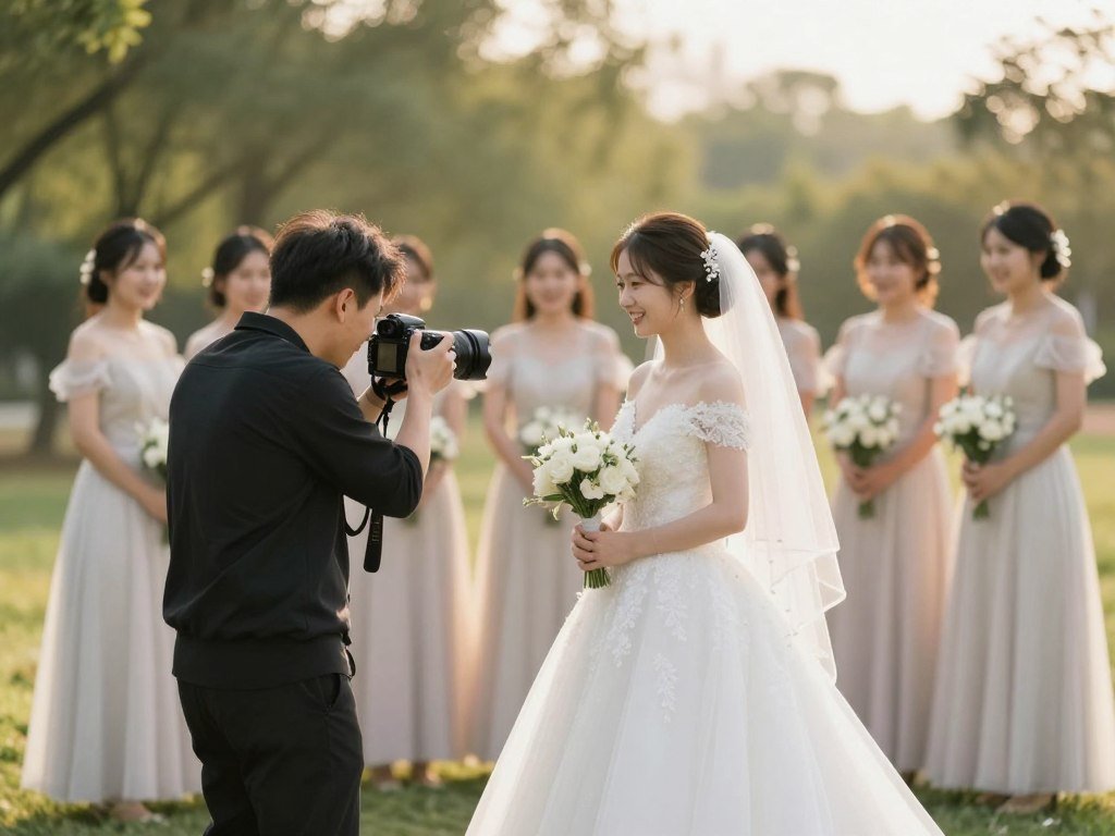 photographer taking bridesmaids photos at wedding photographer taking bridesmaids photos at wedding