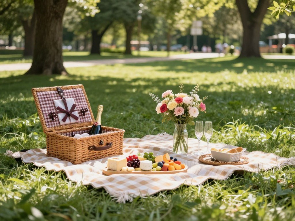picnic setup in park for proposal