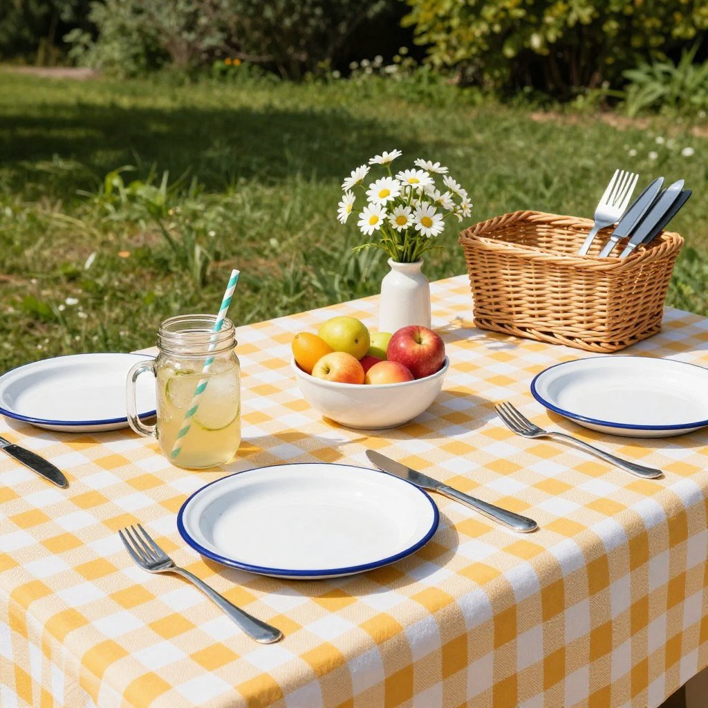 picnic style outdoor table setting