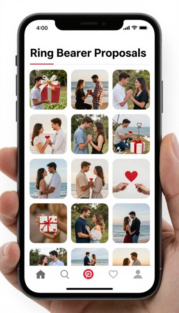 pinterest board showing ring bearer proposal ideas