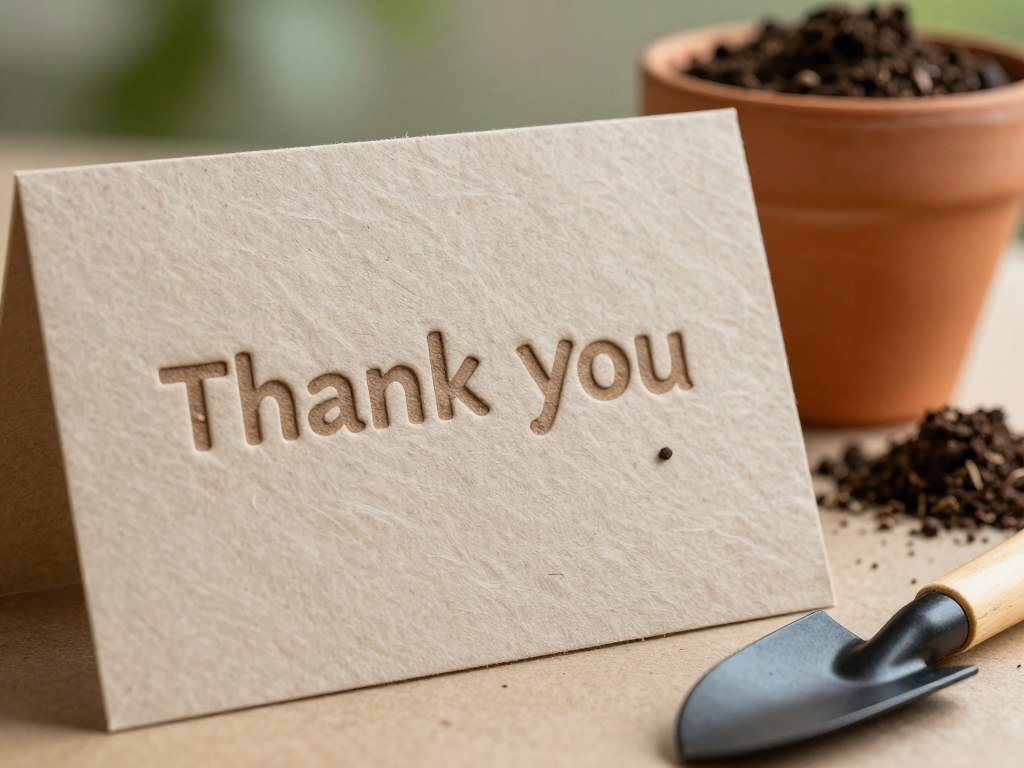 plantable seed paper thank you card with wildflower seeds embedded