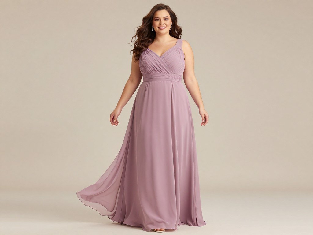 plus size mauve pastel bridesmaid gown A-line plus size mauve pastel bridesmaid gown A-line