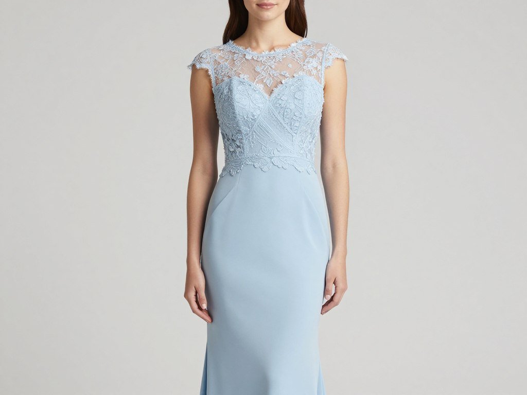 powder blue fit flare bridesmaid gown with lace bodice powder blue fit flare bridesmaid gown with lace bodice