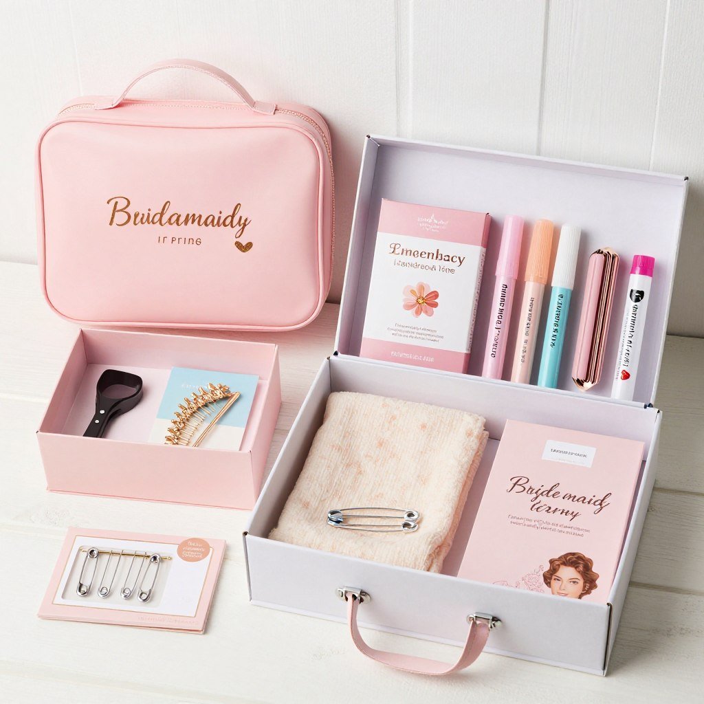 practical optional bridesmaid box items like hair ties and emergency kit