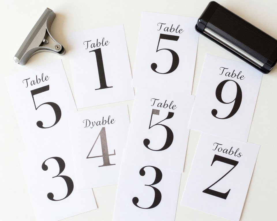 printed table number templates on cardstock