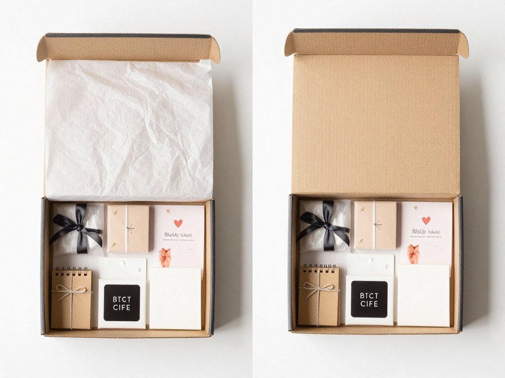 process of arranging items in bridesmaid proposal box