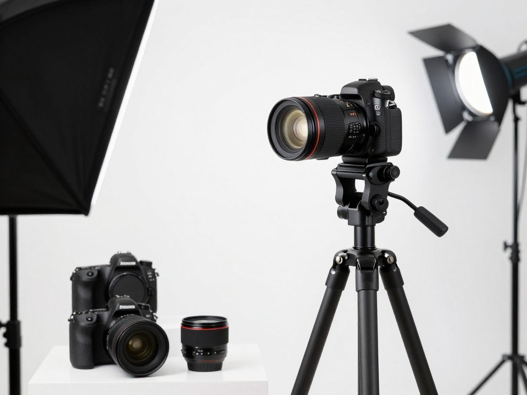 professional camera setup for engagement photography with accessories