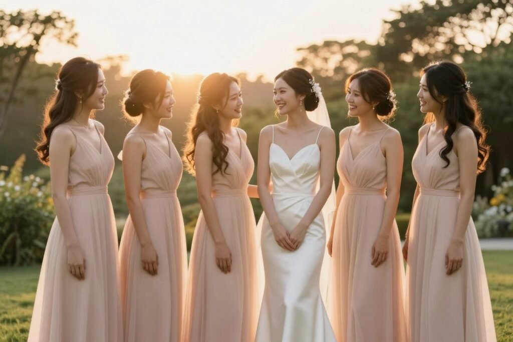 professional wedding party photos with perfect lighting