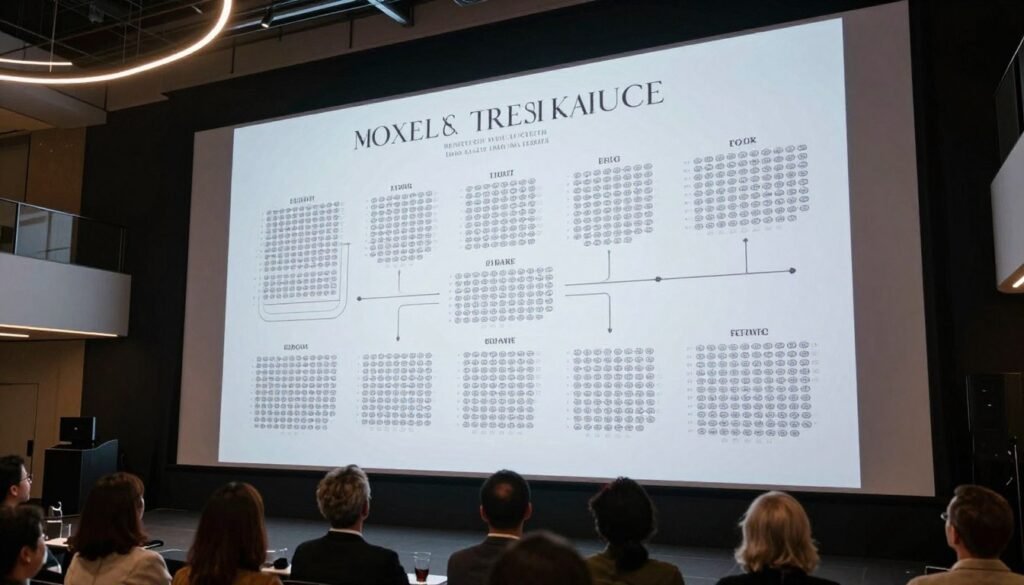 projected seating chart on wall at modern wedding venue projected seating chart on wall at modern wedding venue