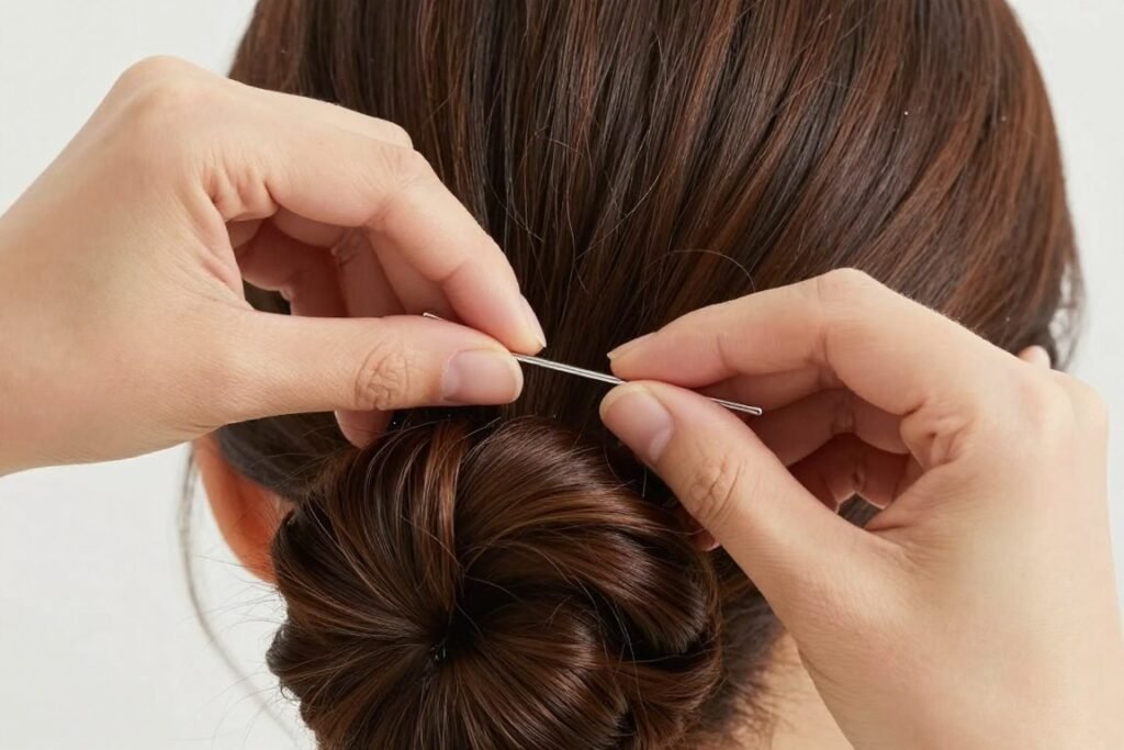 proper bobby pin technique bridesmaid hairstyle